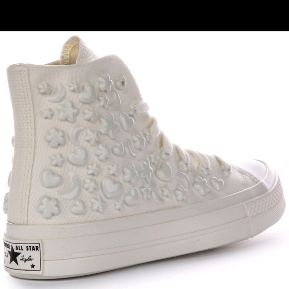Converse Chuck Taylor Platform 3D Floral White Youth Kawaii Y2K Styl Sz 5 Preppy - Picture 2 of 11